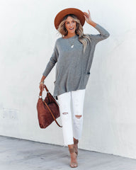 Close To You Pocketed Sweater - Heather Grey - FINAL SALE TEA-002