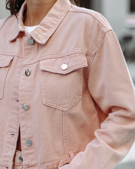 Cloverleaf Cropped Denim Jacket - Blush DEE-001