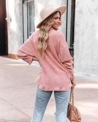 Companion Fuzzy Knit Shacket - Soft Rose - FINAL SALE BUCK-001