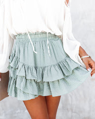 Conny Cotton Blend Ruffle Mini Skort - Slate Green MUST-001