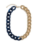 Constance Gold Chain Necklace - Navy PANN-001