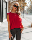 Cosette Satin Padded Blouse - Red - FINAL SALE SUGA-001
