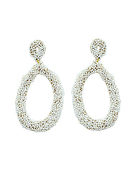 Crush Beaded Statement Earrings - White PANN-001