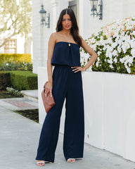 Crystal Clear Strapless Jumpsuit - Navy TYCH-001