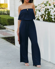 Crystal Clear Strapless Jumpsuit - Navy TYCH-001