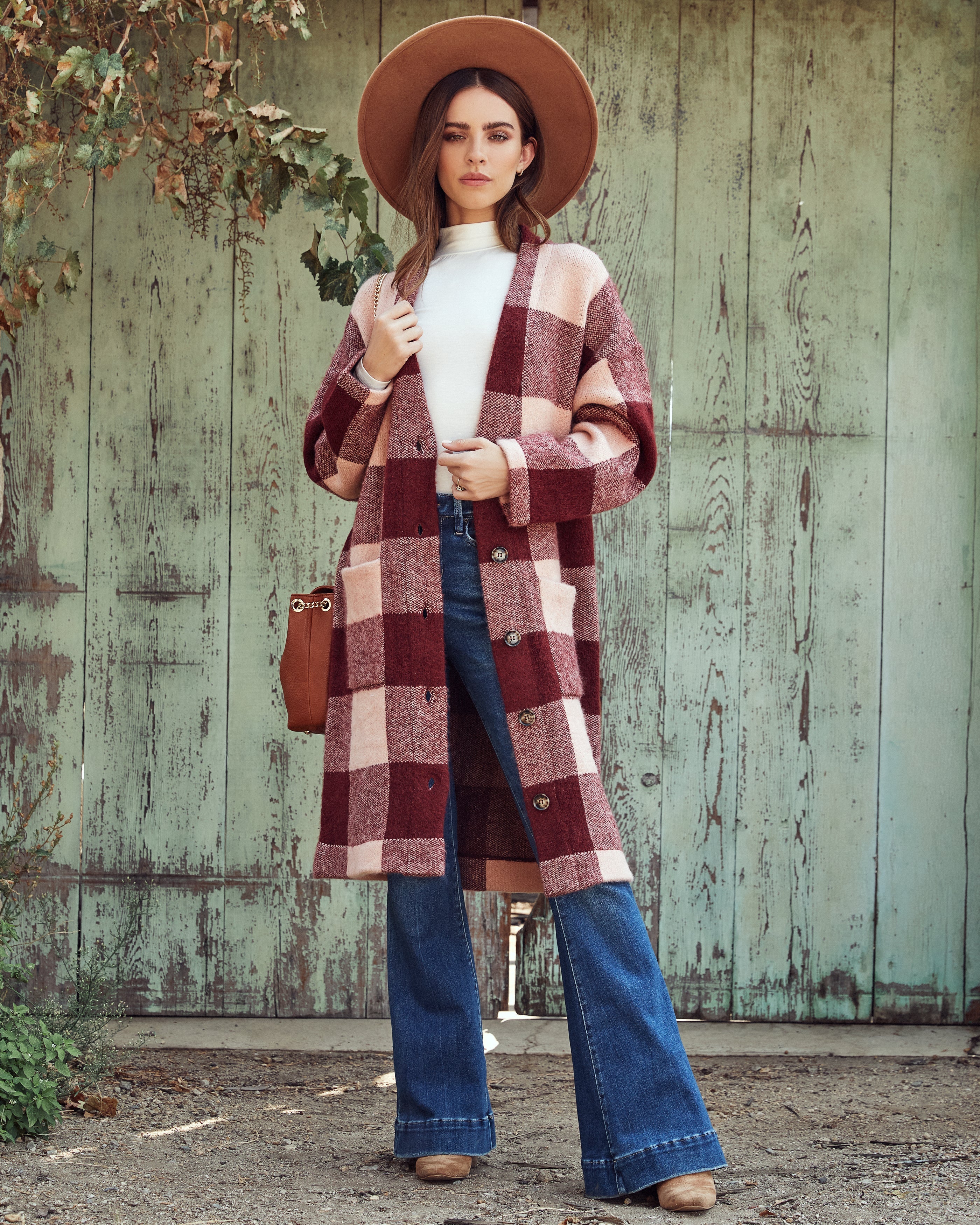 Delaney Pocketed Checkered Duster Cardigan - FINAL SALE SKIE-001