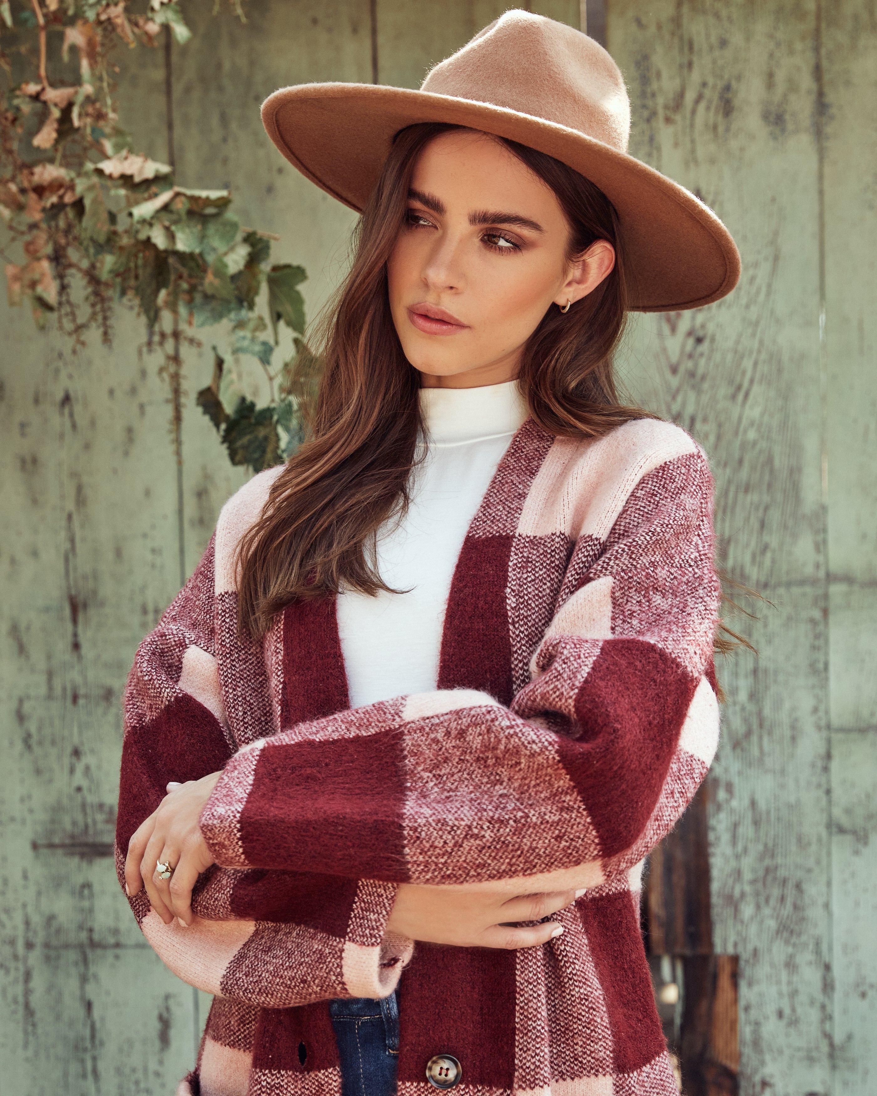 Delaney Pocketed Checkered Duster Cardigan - FINAL SALE SKIE-001