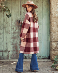 Delaney Pocketed Checkered Duster Cardigan - FINAL SALE SKIE-001