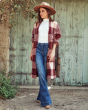 Delaney Pocketed Checkered Duster Cardigan - FINAL SALE SKIE-001