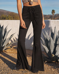 Desert Dancer Faux Suede Flare Pants - Black Ins Street