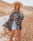 Duet Printed Off The Shoulder Bell Sleeve Top Ins Street