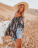 Duet Printed Off The Shoulder Bell Sleeve Top Ins Street