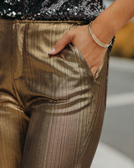 Dance Floor Pocketed Metallic Flare Pants - FINAL SALE FATE-001