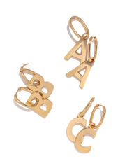 Dangle Initial Hoop Earrings PANN-001