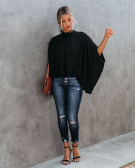 Danna Cape Sleeve Blouse - Black - FINAL SALE TYCH-001