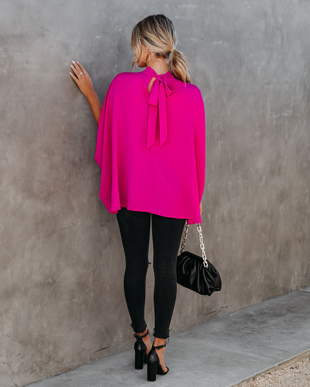 Danna Cape Sleeve Blouse - Fuchsia TYCH-001