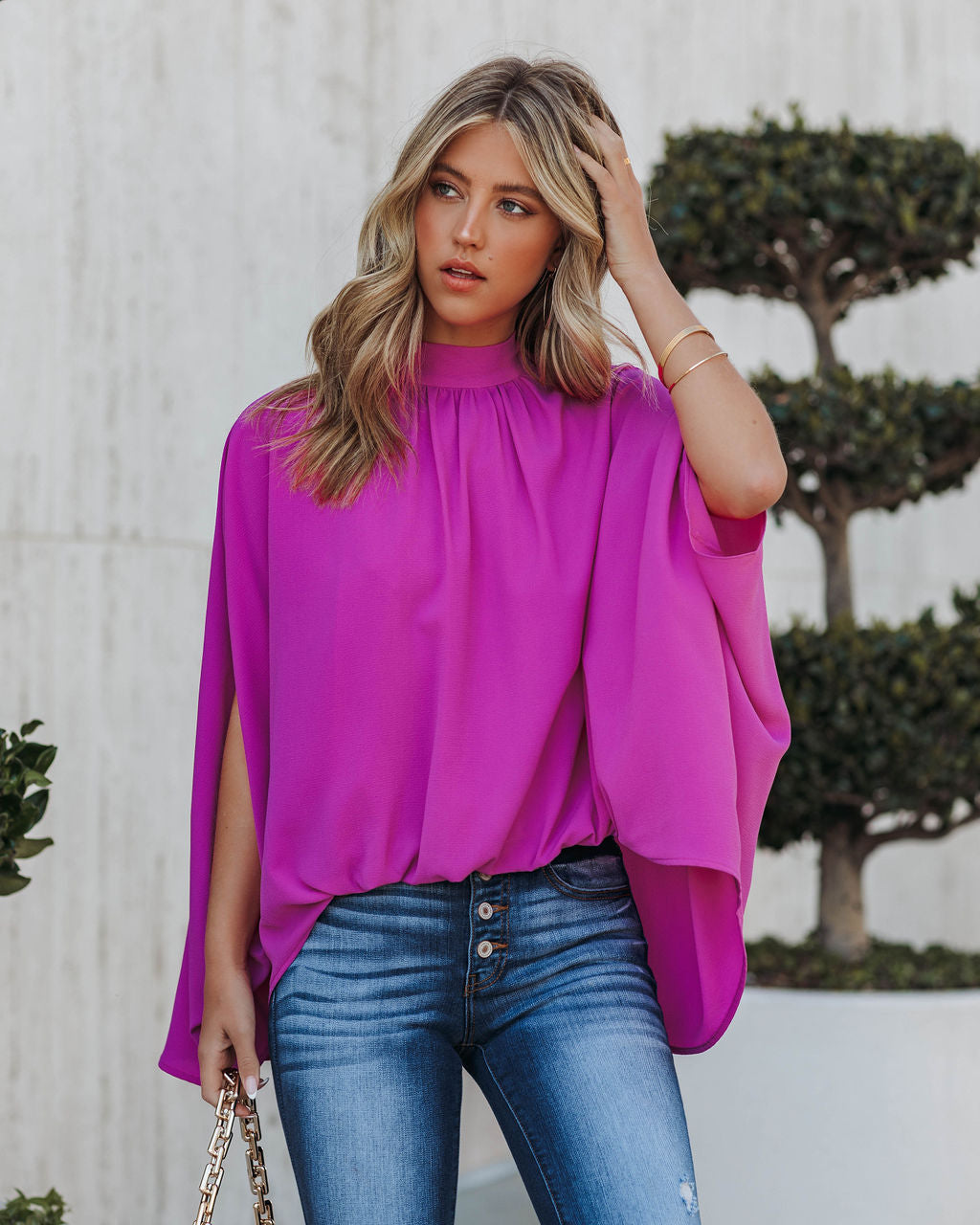 Danna Cape Sleeve Blouse - Orchid TYCH-001