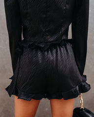 Define Beauty Satin Embossed Wrap Skort - Black DO+B-001