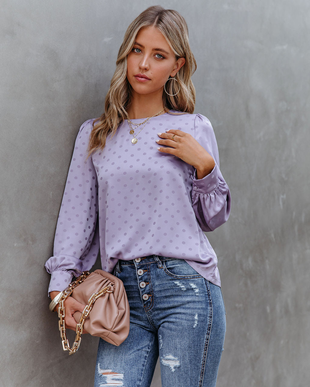 Dejana Satin Polka Dot Blouse - FINAL SALE ON T-001