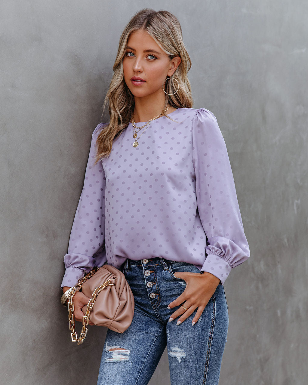 Dejana Satin Polka Dot Blouse - FINAL SALE ON T-001