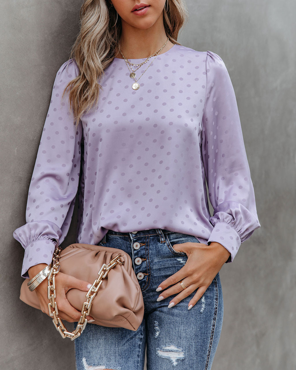 Dejana Satin Polka Dot Blouse - FINAL SALE ON T-001