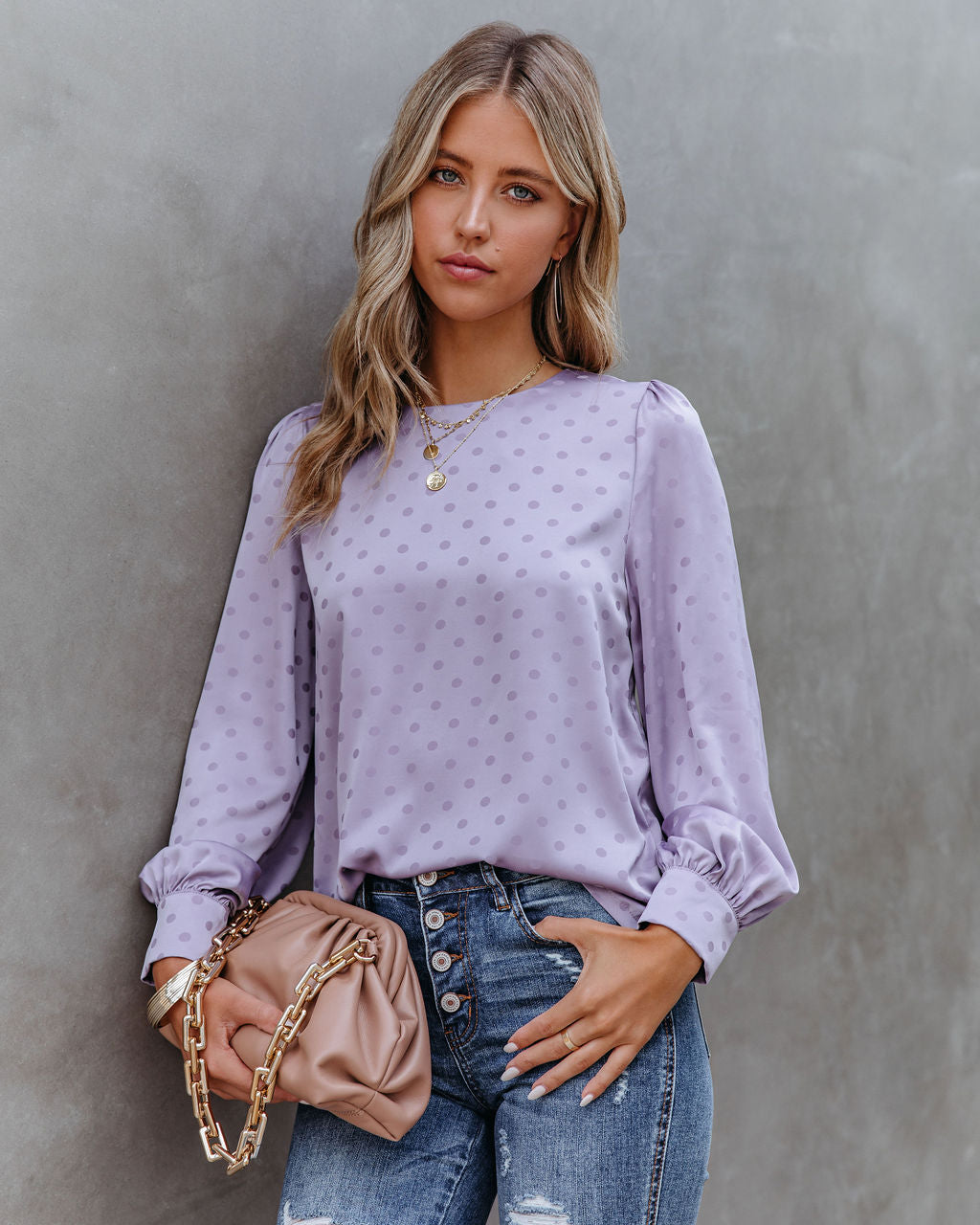 Dejana Satin Polka Dot Blouse - FINAL SALE ON T-001