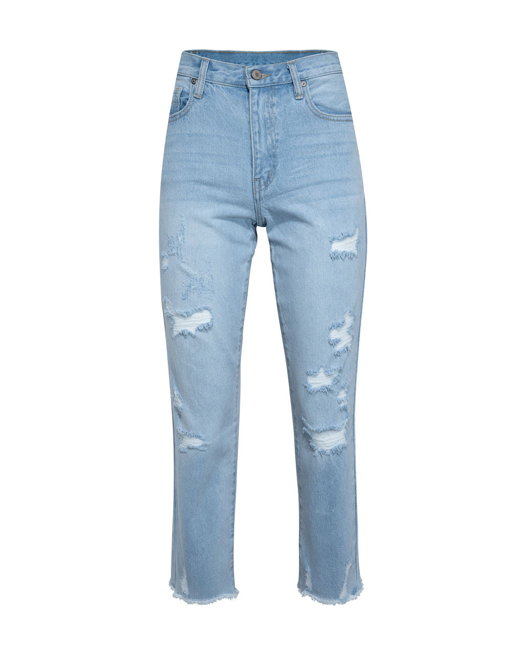 Delaney High Rise Distressed Straight Leg Denim KANC-001