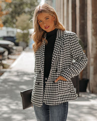 Demille Pocketed Houndstooth Peacoat SKIE-001