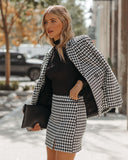 Demille Pocketed Houndstooth Peacoat SKIE-001