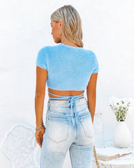 Deniz Soft Knit Wrap Crop Top - Blue Ins Street