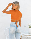 Deniz Soft Knit Wrap Crop Top - Orange Ins Street