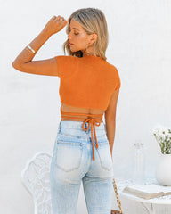 Deniz Soft Knit Wrap Crop Top - Orange Ins Street