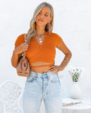 Deniz Soft Knit Wrap Crop Top - Orange Ins Street