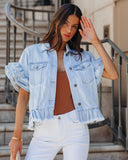 Divy Ruffle Sleeve Denim Jacket - Light Wash Ins Street