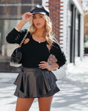 Donnell Tiered Faux Leather Mini Skort - Black Ins Street