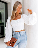 Dragonfly Cotton Ruffle Sleeve Crop Top Ins Street
