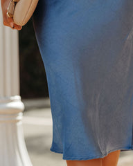 Dreamland Satin Midi Skirt - Blue Ins Street