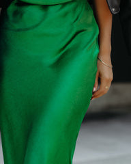 Dreamland Satin Midi Skirt - Green Ins Street