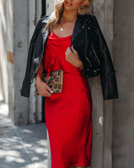 Dreamland Satin Midi Skirt - Red Ins Street