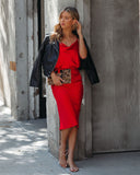 Dreamland Satin Midi Skirt - Red Ins Street