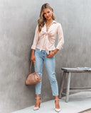 Ellyn Satin Tie Front Button Down Blouse Ins Street