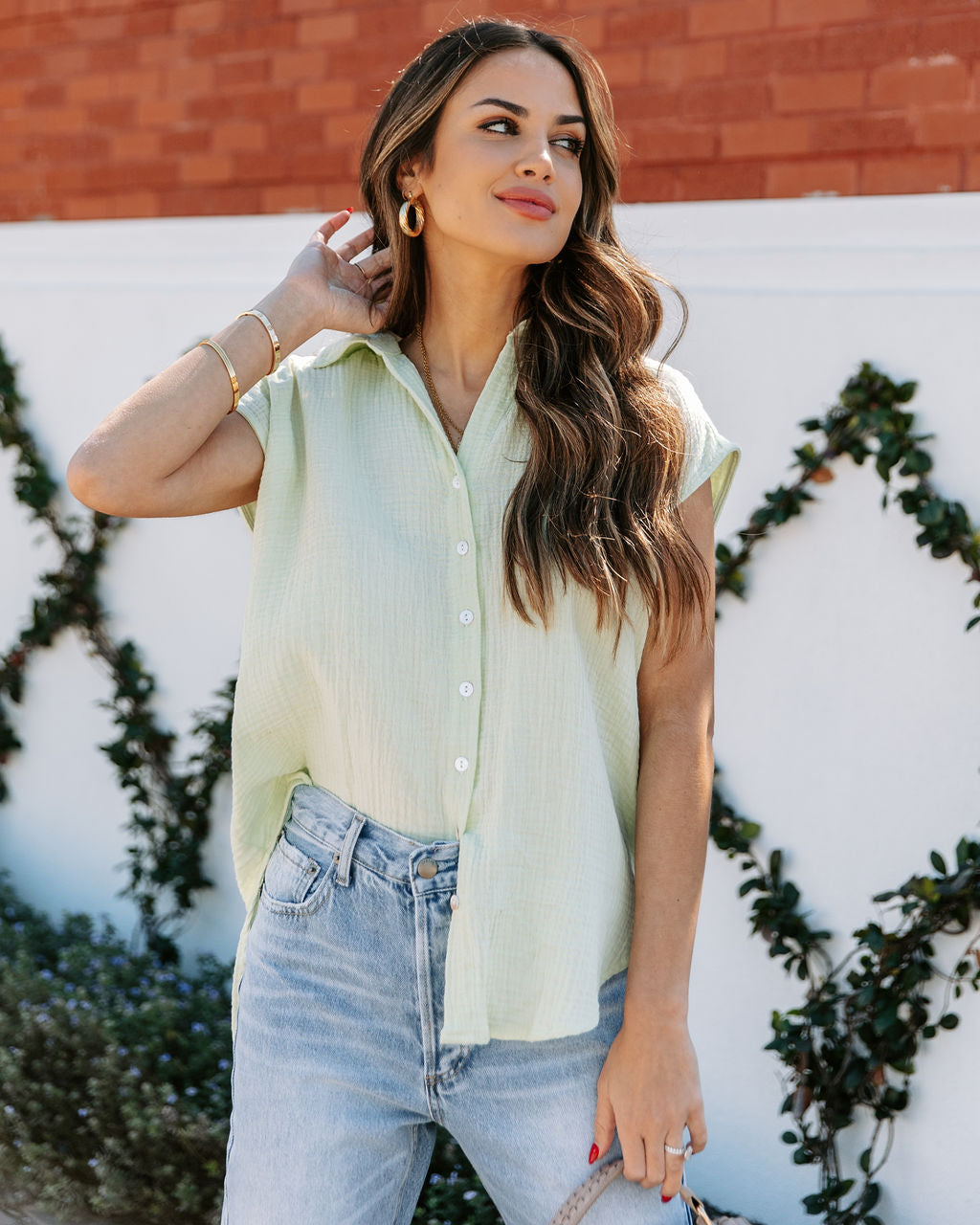 Shyanne Cotton Button Down Top - Peppermint Ins Street