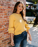 Bubble Over Ribbed Knit Sweater - Yellow - FINAL SALE