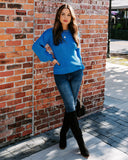 Bubble Over Ribbed Knit Sweater - Cobalt Blue Ins Street