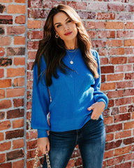 Bubble Over Ribbed Knit Sweater - Cobalt Blue Ins Street