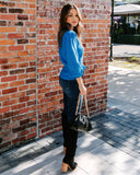 Bubble Over Ribbed Knit Sweater - Cobalt Blue Ins Street