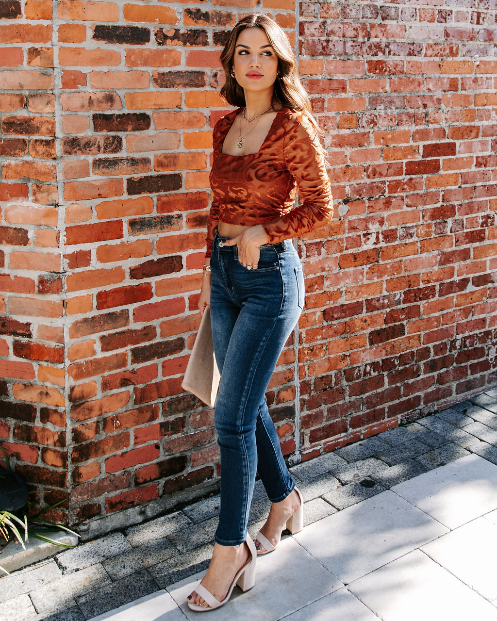 Elio Velvet Burnout Crop Top Ins Street