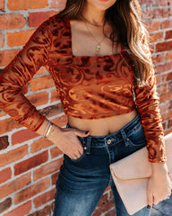 Elio Velvet Burnout Crop Top Ins Street