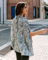 Maricopa Printed Cape Sleeve Blouse - Hunter Green Ins Street