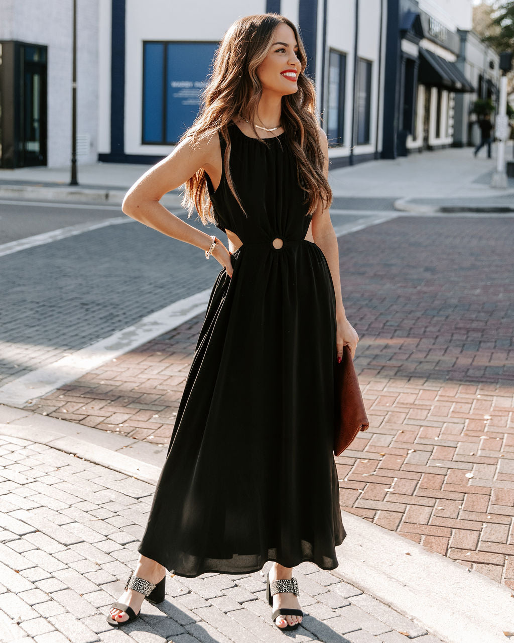 Bay Breeze Cutout Midi Dress - Black InsStreet